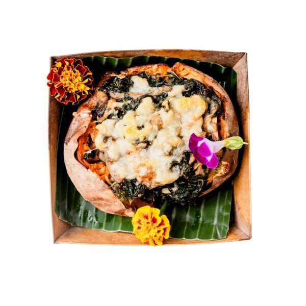 Organic Sweet Potato Stuffed With Spinach & Mushrooms